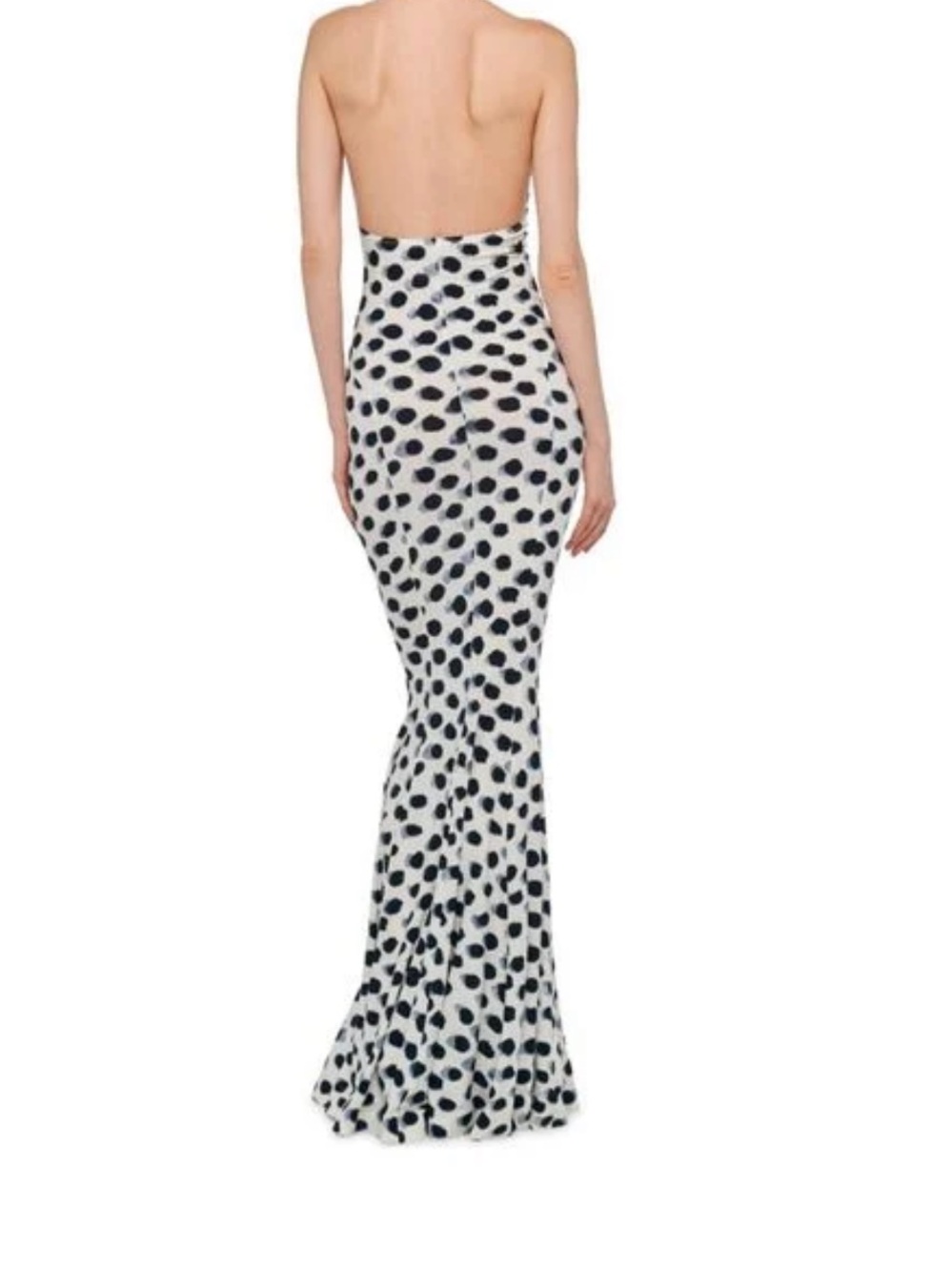 Norma Kamali Cross Halter Fishtail Gown in Paint Dots - Picture 3 of 6